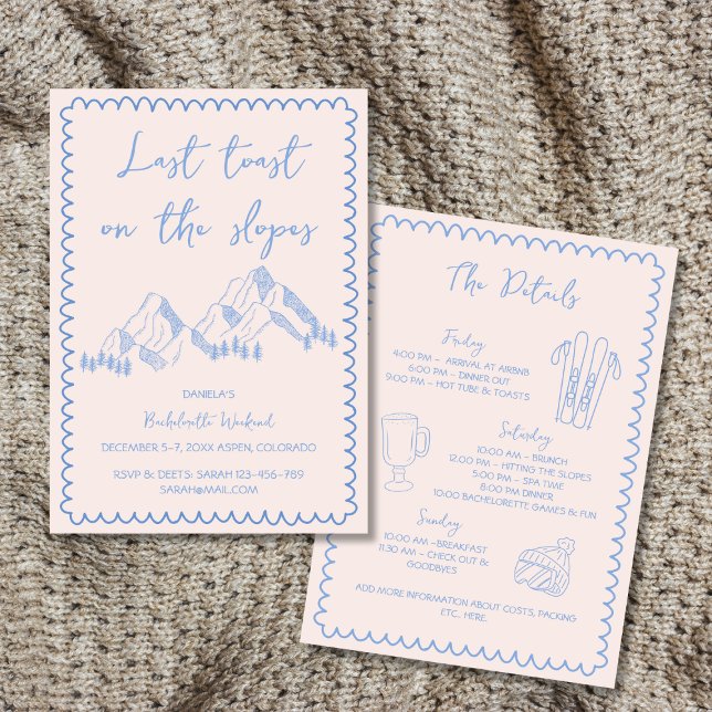 Invitación Última Tostada En Las Pistas Bachelorette Weekend (Last Toast On The Slopes Bachelorette Weekend Invitation)