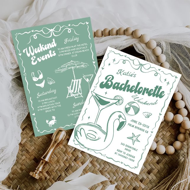 Invitación Última tostada Green Beach Bachelorette Weekend (Subido por el creador)