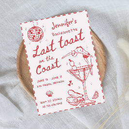 Invitación Última Tostada Rosa En La Costa De La Bachelorette