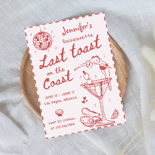 Invitación Última Tostada Rosa En La Costa De La Bachelorette