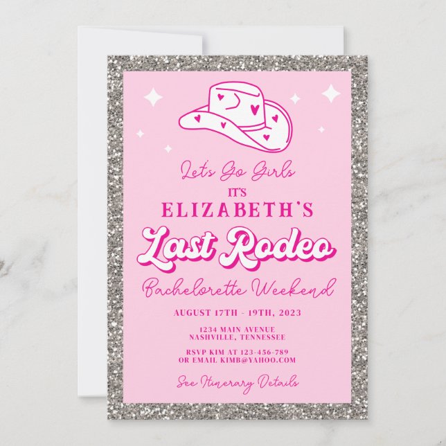 Invitación Última Vaquera de Rodeo Despedida de Soltera (Anverso)