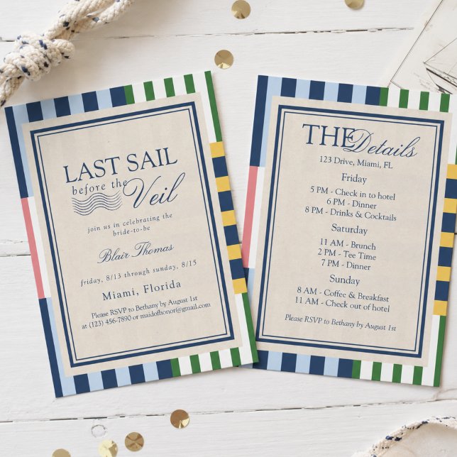 Invitación Última Vela Antes de la Despedida de Soltera (Last Sail Before the Veil Bachelorette Invitation)