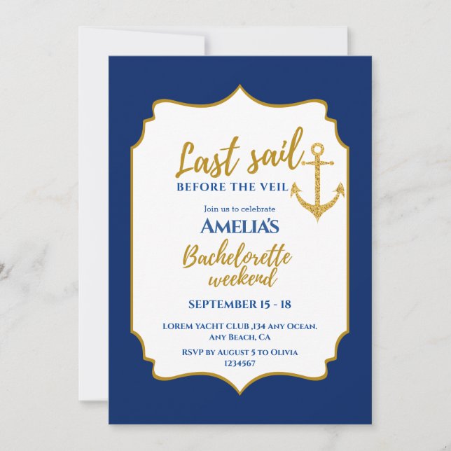 Invitación Última vela antes del fin de semana de soltera con (Anverso)