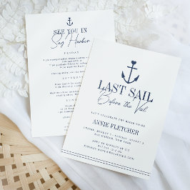 Invitación Última vela antes del velo Bachelorette Itinerario