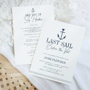 Invitación Última vela antes del velo Bachelorette Itinerario