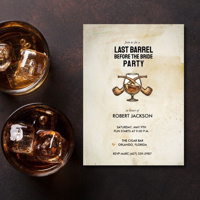 Invitación Último Barril Antes de la Noche de Soltero de la N (Last Barrel Before the Bride Bachelor Night Invitation)