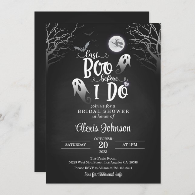 Invitación Último Boo Antes De Hacer Ducha De Novias (Anverso / Reverso)