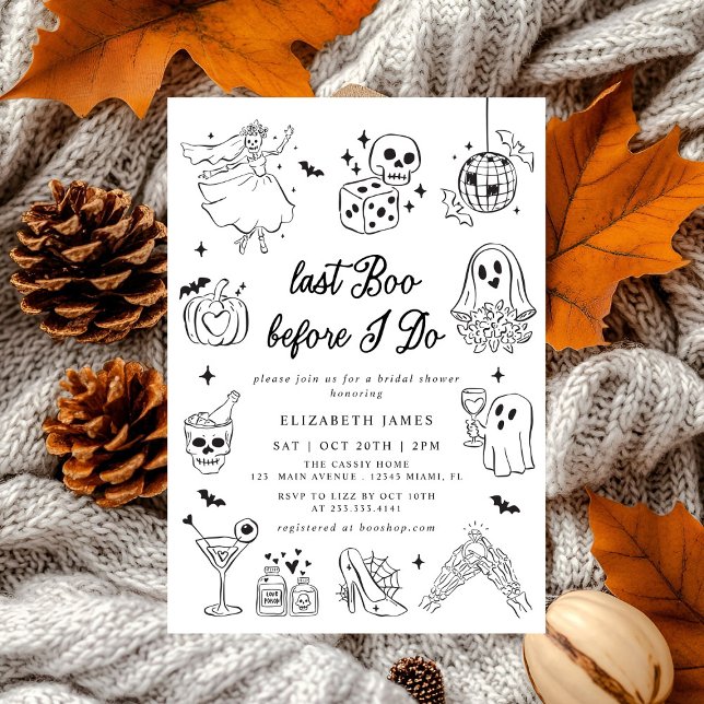 Invitación Último Boo Antes de YO Hago Fantasma Floral  Brida (Subido por el creador)