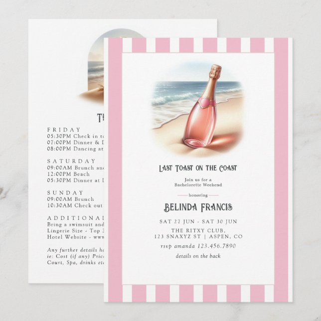 Invitación Último brindis en el fin de semana de despedida de (Anverso / Reverso)