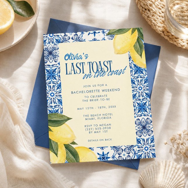 Invitación Último brindis en el fin de semana de despedida de (Last Toast on the Coast Bachelorette Weekend Invitation)