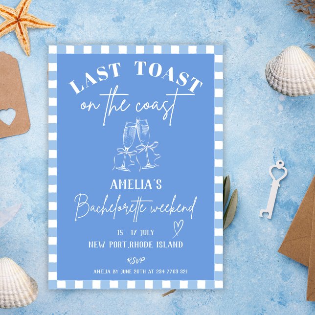 Invitación Último brindis en la costa Blue Bachelorette party (Subido por el creador)