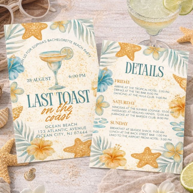 Invitación Último brindis en la costa Fin de semana de playa  (Subido por el creador)