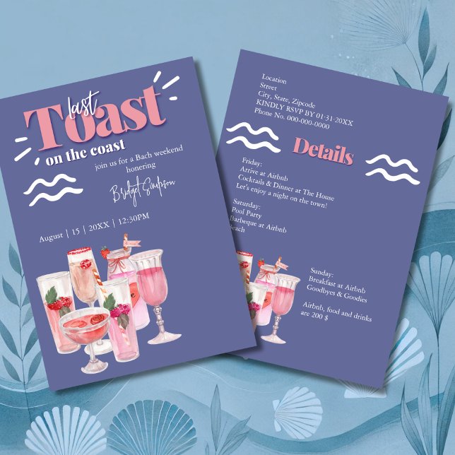 Invitación último brindis en la costa fin de semana de solter (Subido por el creador)