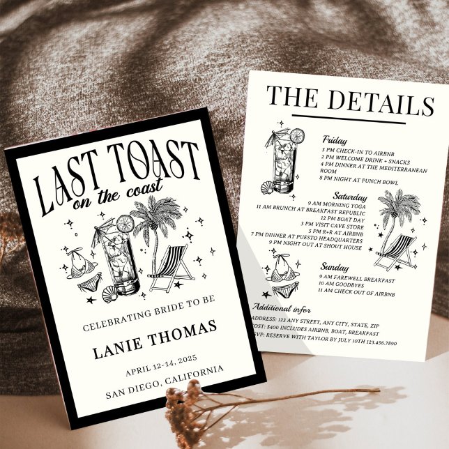 Invitación Último brindis en la costa itinerario de despedida (Subido por el creador)