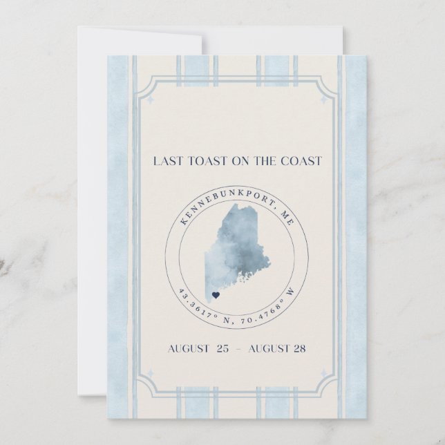 Invitación Último brindis en la costa Kennebunkport Despedida (Anverso)