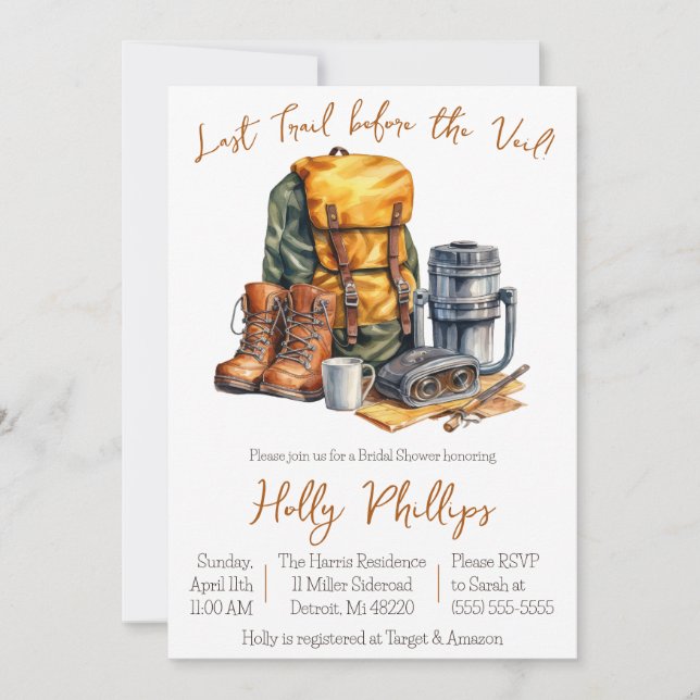 Invitación ¡Último Camino Antes Del Velo! Cabecera de novias (Anverso)