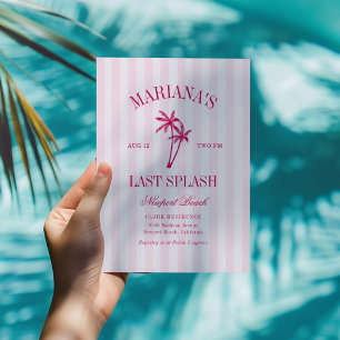 Invitación Último chapuzón Palmas de playa Rosa brillante Des