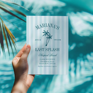 Invitación Último chapuzón palmeras azul teal despedida de so