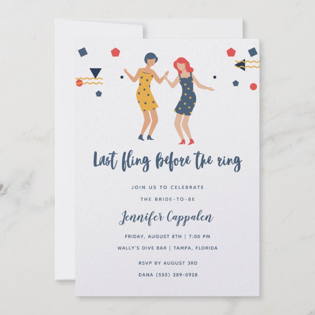 Invitación Último Chica honrado bailando Bachelorette Party (Anverso)