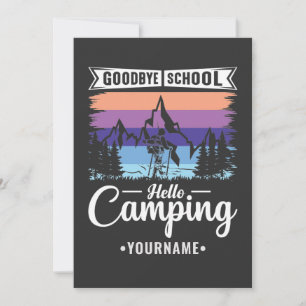 Invitación Último día de escuela Adiós escuela Hola Camping