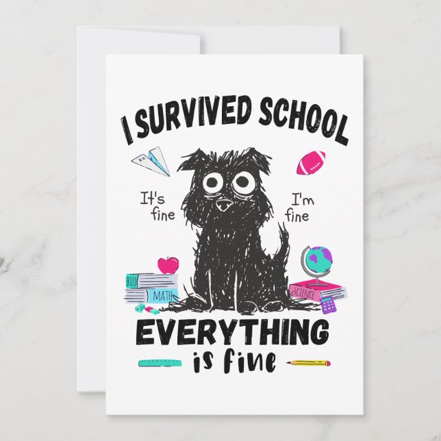 Invitación Último día de escuela, sobreviví al colegio  (Anverso)
