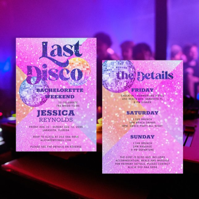 Invitación Último disco retro 70 fin de semana de soltera (Subido por el creador)