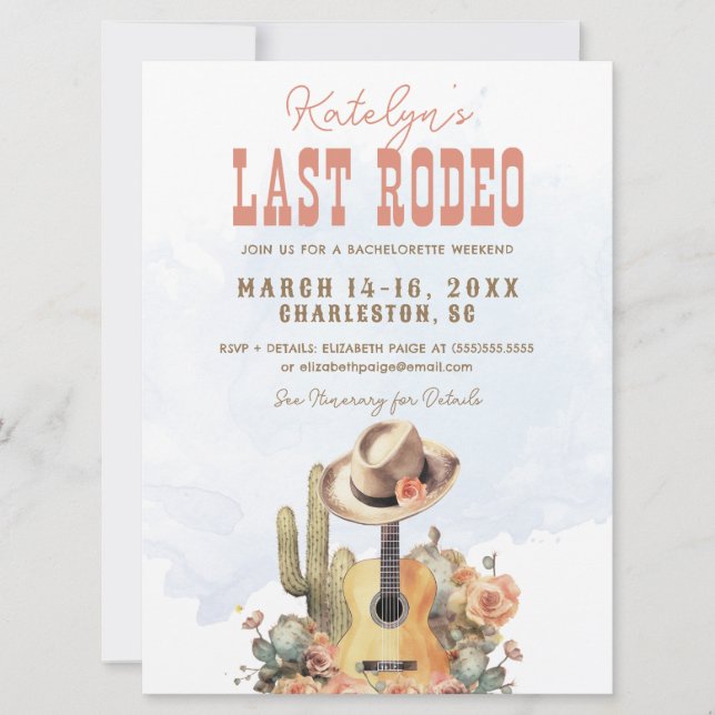 Invitación Último Fin de Semana de Despedida de Soltera de Va (Anverso)