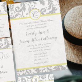 Invitación Último gris iluminando la boda de Damasco Amarillo