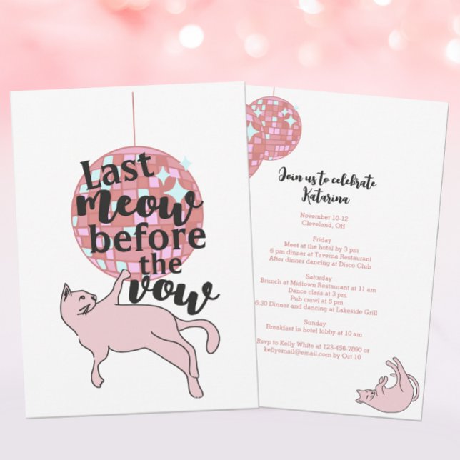 Invitación Último Meow Antes De La Bachelorette Del Gato Vow (Subido por el creador)