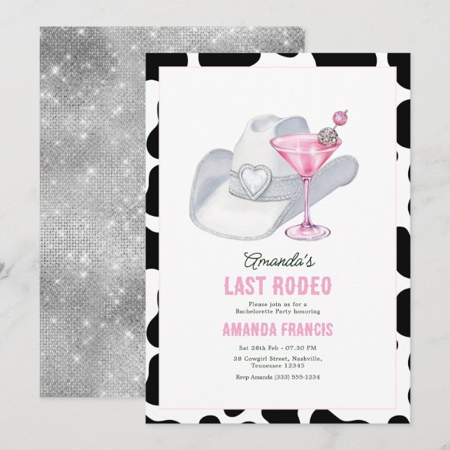 Invitación Último Rodeo Disco Vaquera Despedida de Soltera (Anverso / Reverso)