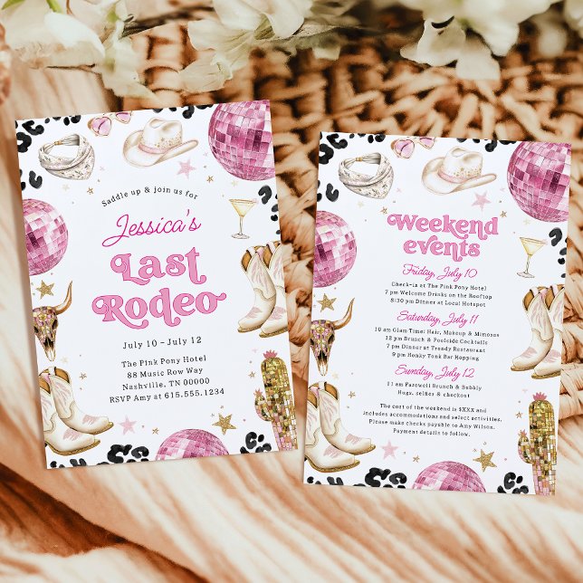 Invitación Último Rodeo Disco Vaquera Rosa Fin de semana de D (Subido por el creador)