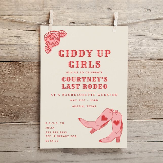 Invitación Último Rodeo Giddy Up Bachelorette Weekend Itinera (Subido por el creador)
