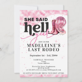 Invitación Último Rodeo Sí Cowgirl Bachelorette Itinerar