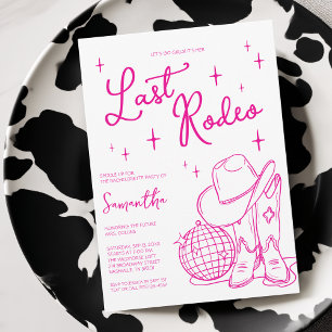 Invitación Último Rodeo Vaquera Rosa Disco Fiesta de Soltera