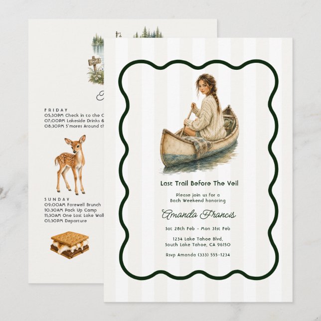 Invitación Último Sendero Antes de la Despedida de Soltera en (Anverso / Reverso)