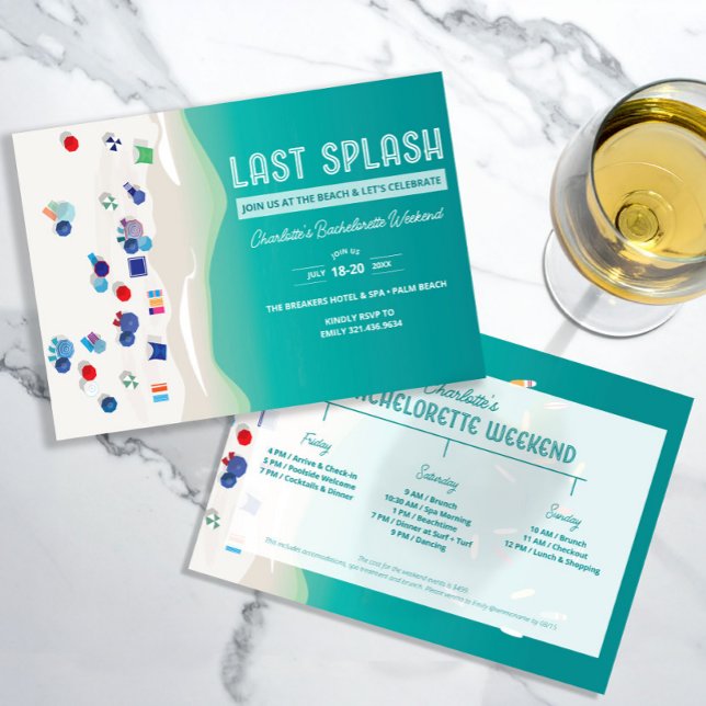 Invitación Último Splash Bachelorette Party Itinerario Fin de (Subido por el creador)