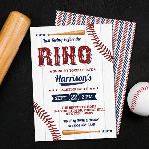Invitación Último swing antes de la boda de béisbol