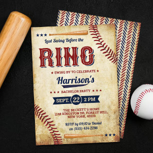Invitación Último swing antes de la boda de béisbol para solt
