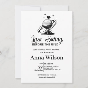 Invitación Último swing antes de la ducha nupcial del anillo