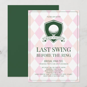 Invitación Último swing antes de la fiesta de compromiso rosa