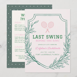 Invitación Último swing antes de la soltera de tenis de anill
