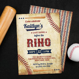Invitación ¡Último Swing Antes Del Anillo! Soltera De Béisbol