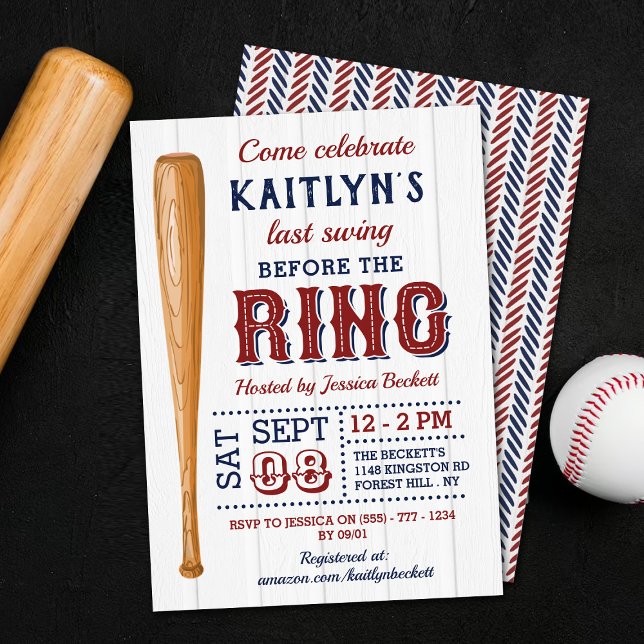 Invitación ¡Último Swing Antes Del Anillo! Soltera De Béisbol (Subido por el creador)