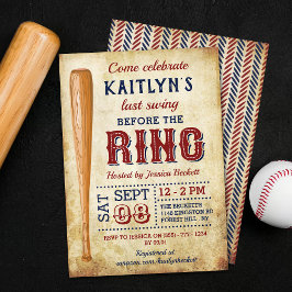 Invitación ¡Último swing antes del anillo! Soltera de béisbol