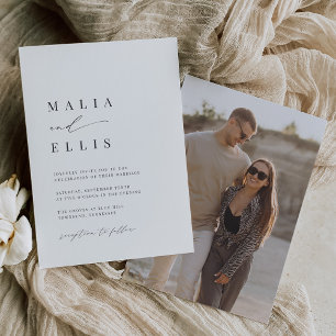 Invitación Ultra mínimo   Boda fotográfico de acentos caligrá