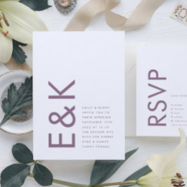 Invitación Ultra morado y blanco moderno negrita Gran Monogra