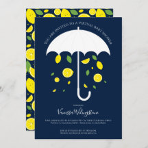 Umbrella Lemons Blue White Baby Shower virtual