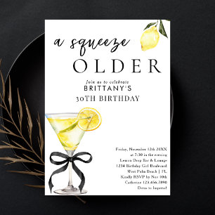Invitación Un A Squeeze Older Lemon Drop Martini Cumpleaños 3