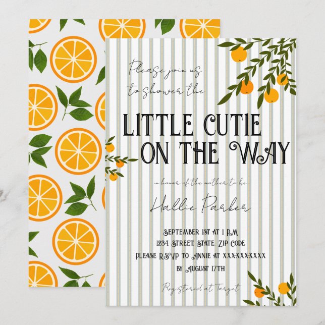 Invitación Un Adorable Bebé Está En Camino (Anverso / Reverso)