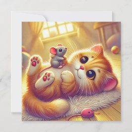 Invitación Un adorable diseño de impresión de gatitos y ratón